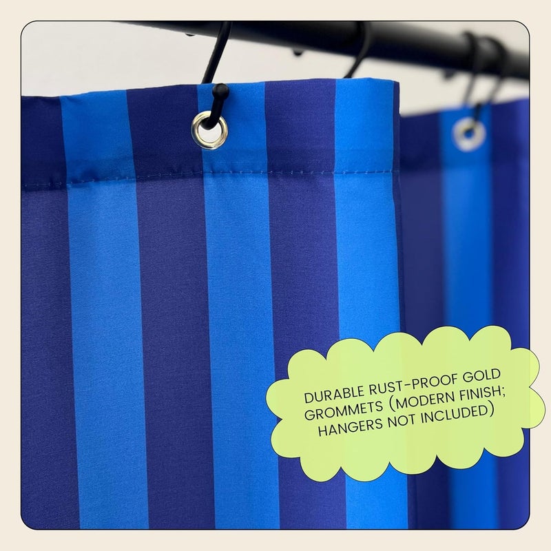 Worthwhile Goods Striped Shower Curtain - Blue & Navy Stripes - Modern Coloruful Home Decor - Fabric Shower Curtain for Any Bathroom - 72x72 Inches (Blue Stripes) - Image 4